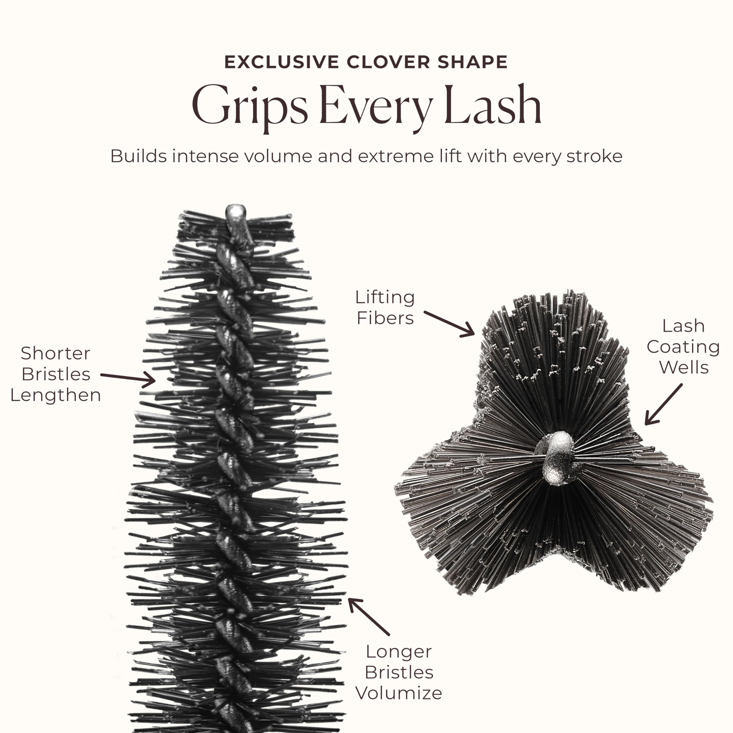 Laura Mercier Caviar Extravagant Mascara recommande de démarrer à la racine des cils pour un effet enveloppant.