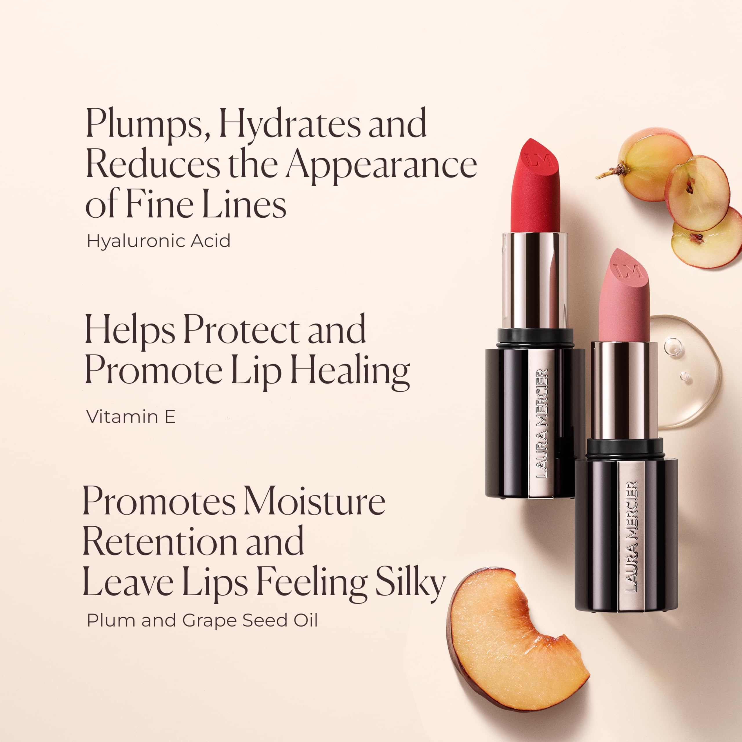 Contour bouche net après application de Laura Mercier Caviar Smoothing Matte Lipstick Chantilly Lace
