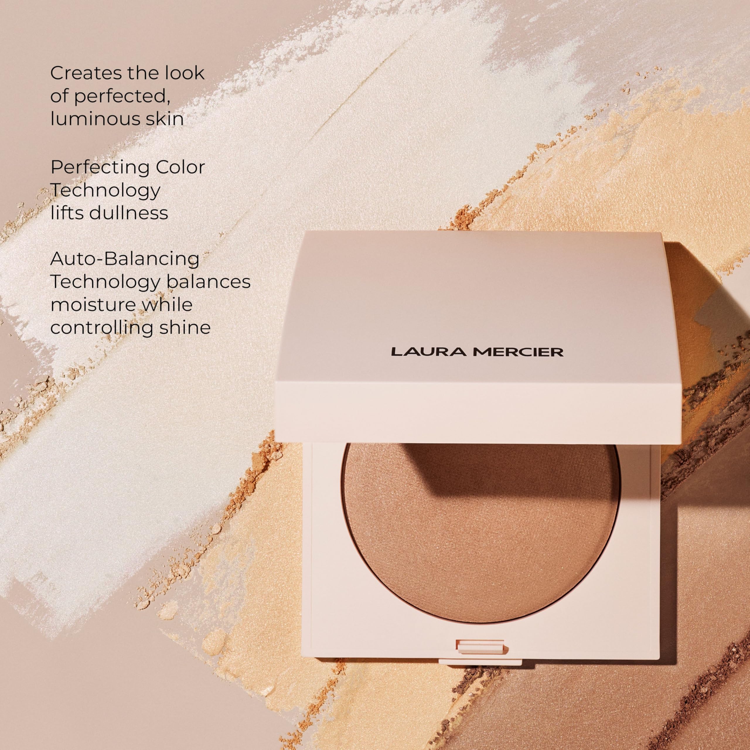 Laura Mercier Emballage compact, pratique pour retouches en déplacement.