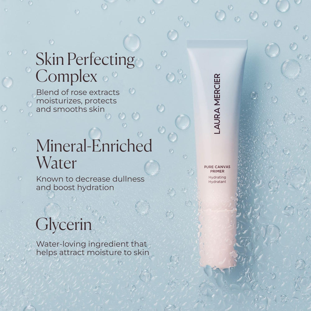 Peau lissée et rebondie grâce à Laura Mercier Pure Canvas Primer.