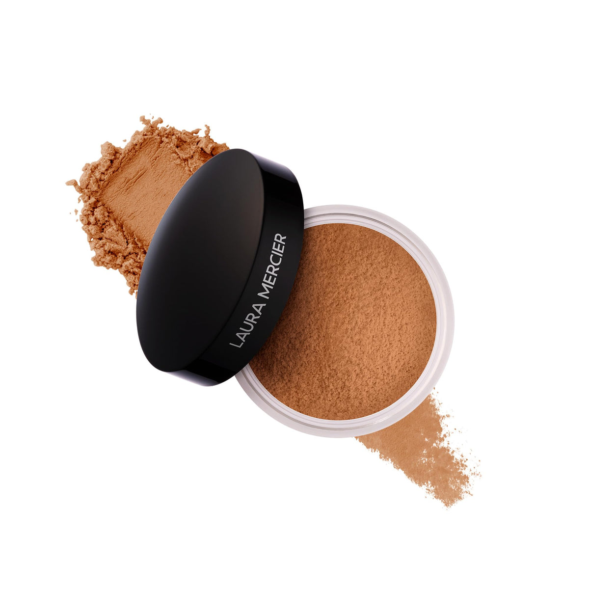 Laura Mercier poudre libre translucide sur peau, fini léger et longue tenue.