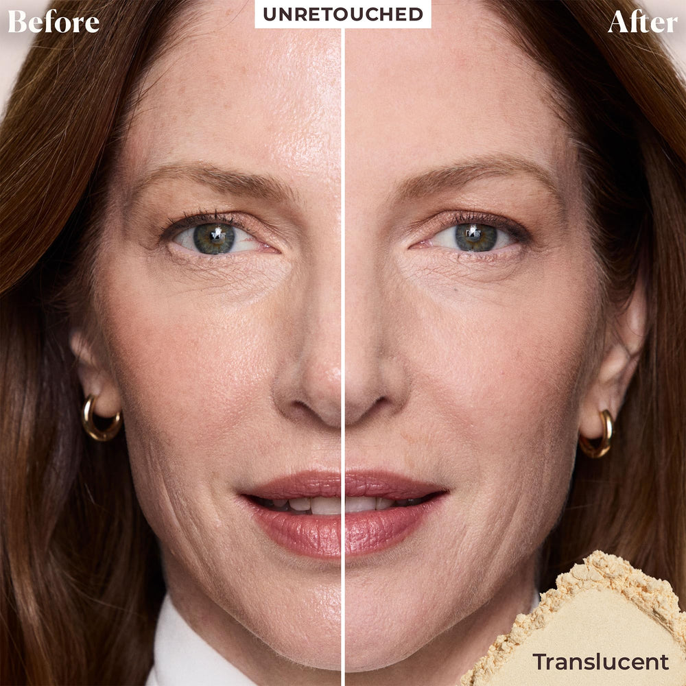 Laura Mercier poudre libre translucide, pouf velours pour une application précise et douce.