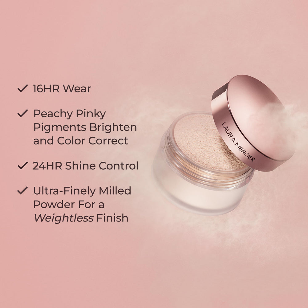Laura Mercier poudre rose-tonifiante: brillance maîtrisée et teint lumineux