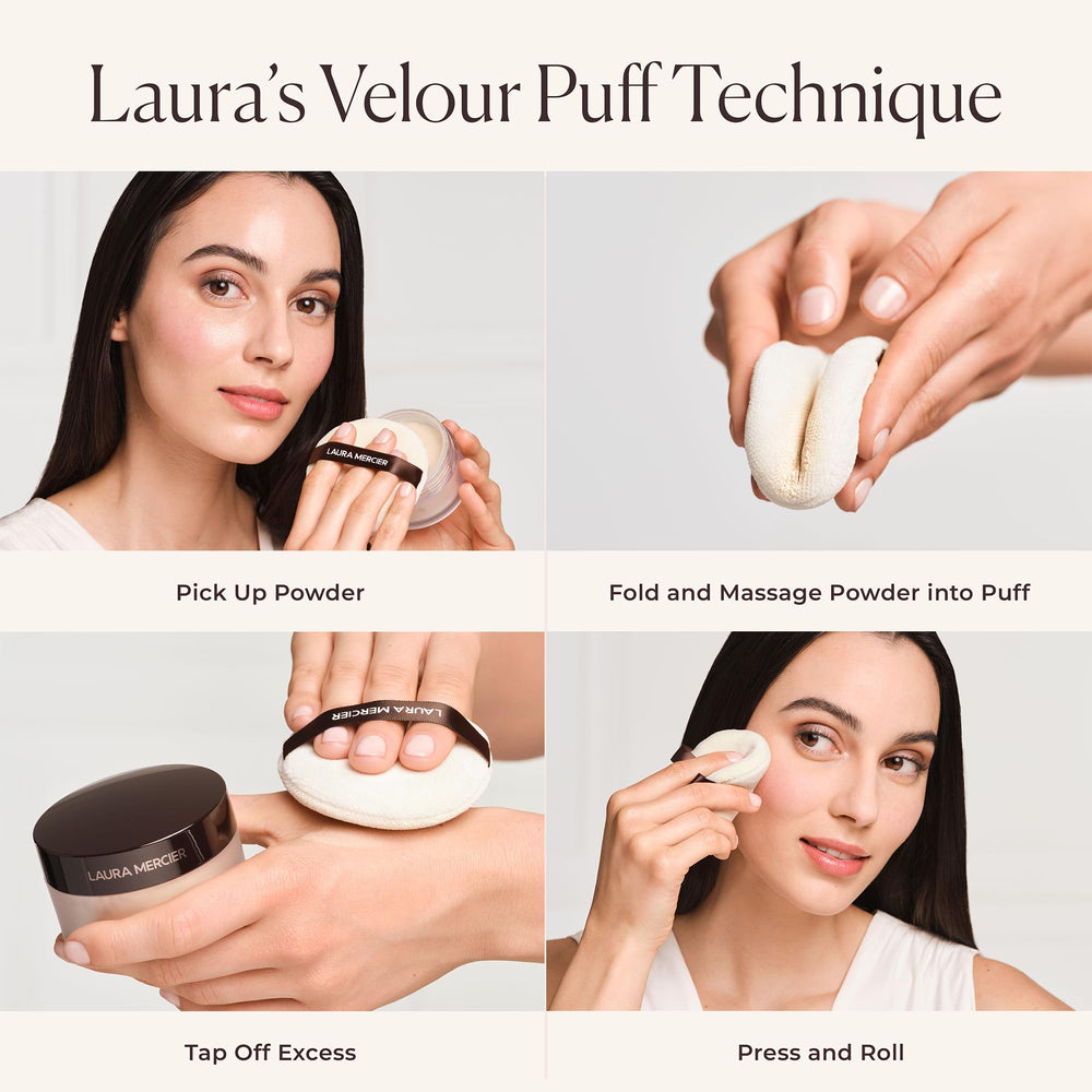 Velour Puff Laura Mercier offre texture confort qui épouse le visage.