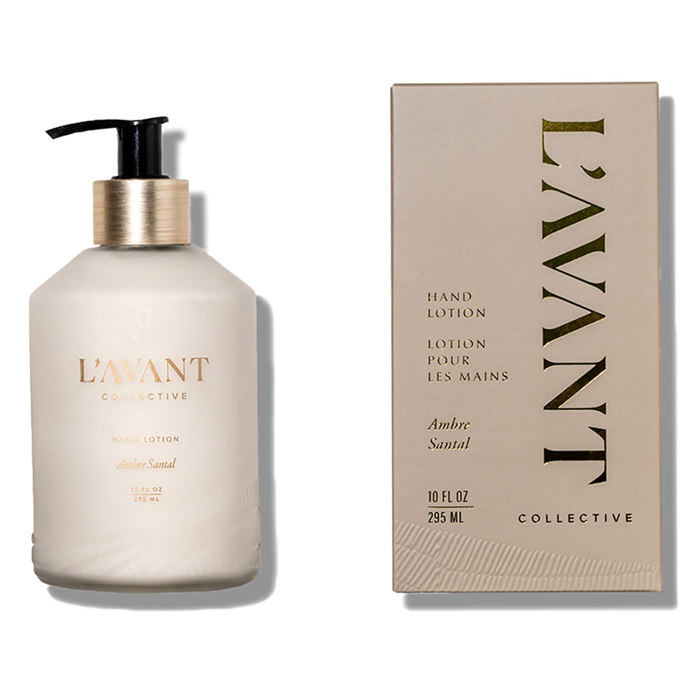 L’AVANT Collective Crème pour les mains, bouteille élégante, hydratation quotidienne.