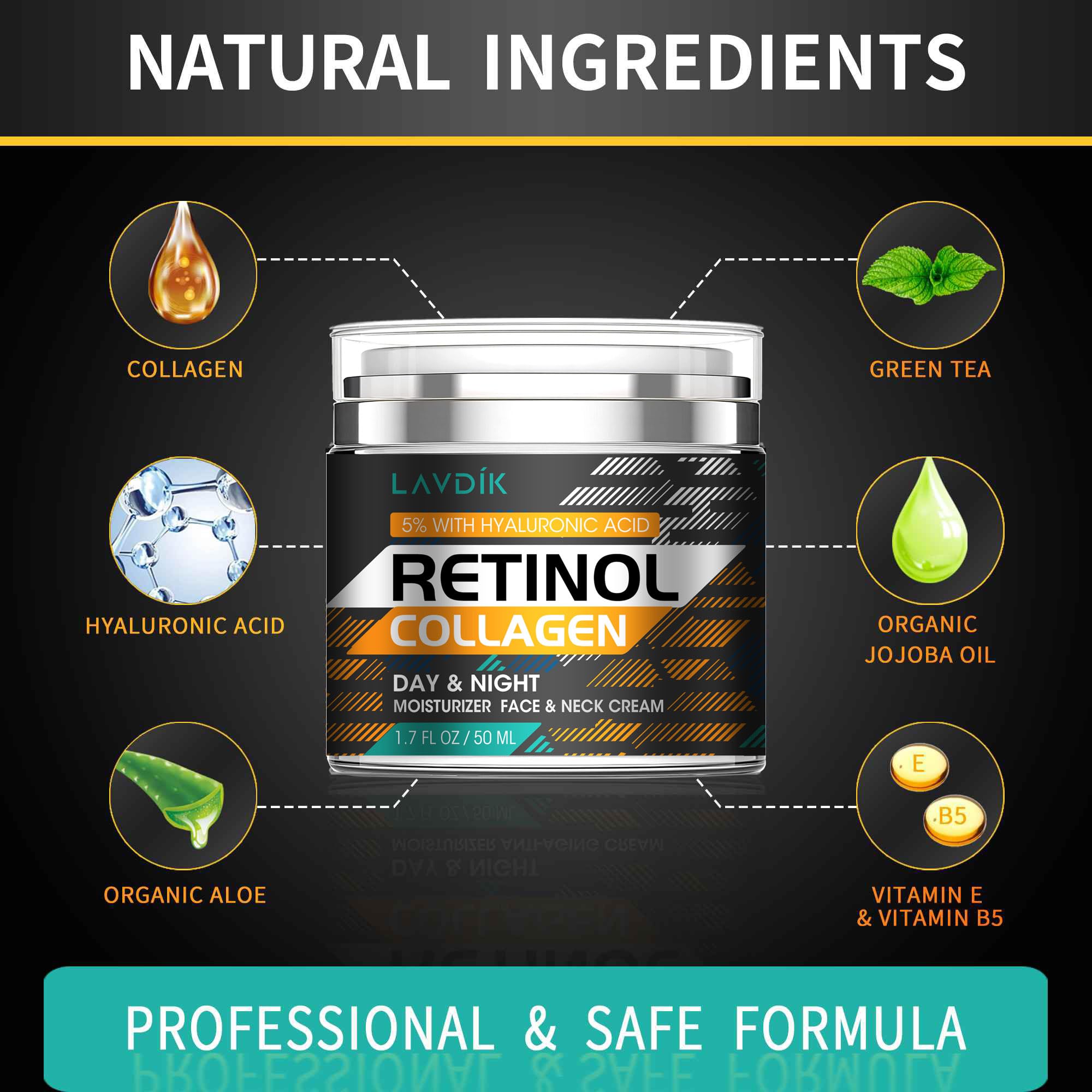 Emballage Lavdik crème rétinol visage — emballage pratique et élégant.
