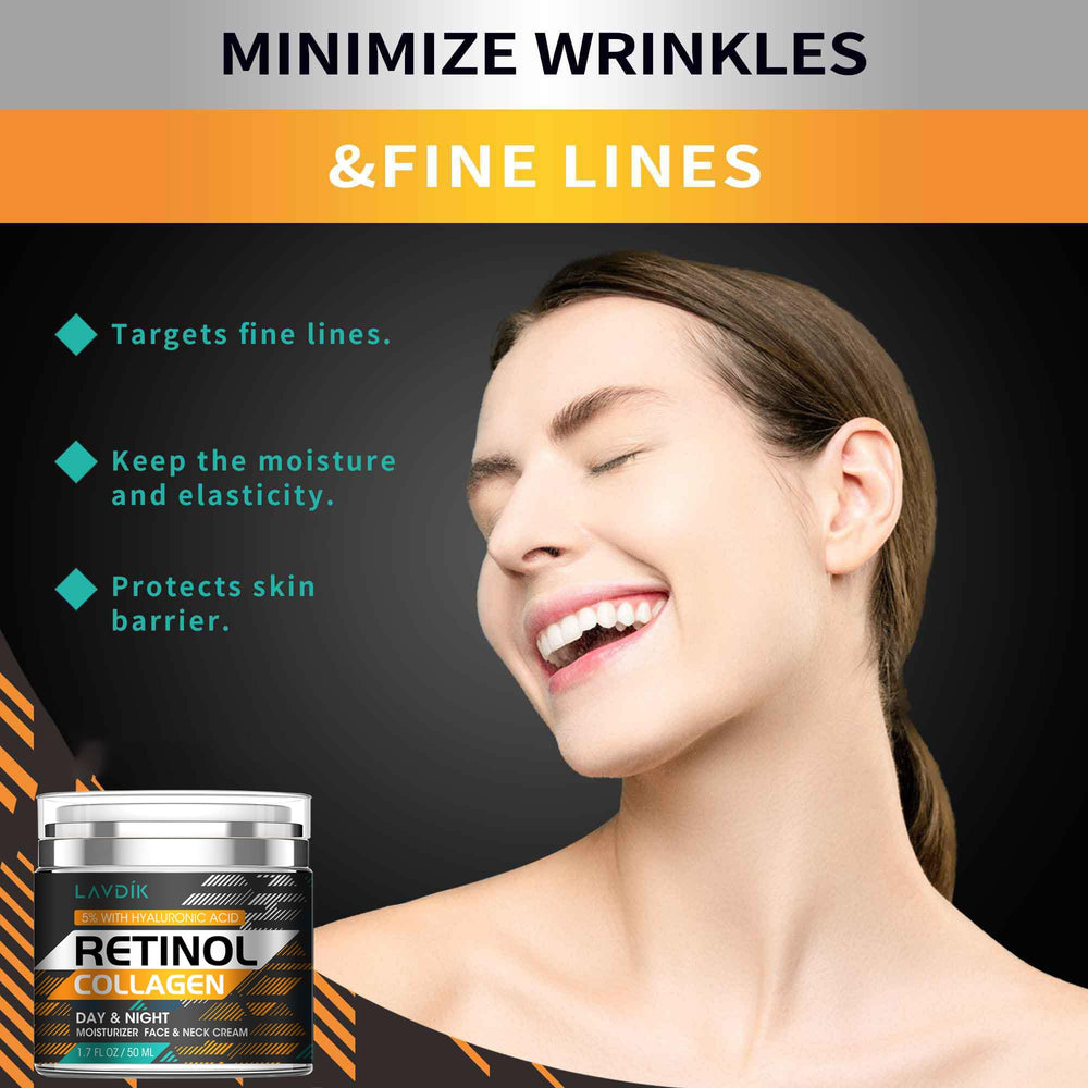 Texture satinée Lavdik crème rétinol visage, absorption rapide et nourrissante.