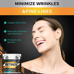Texture satinée Lavdik crème rétinol visage, absorption rapide et nourrissante.