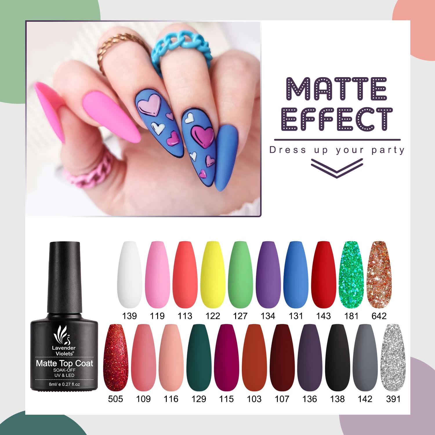 Couche finition mate Lavender Violets pour un look discret.