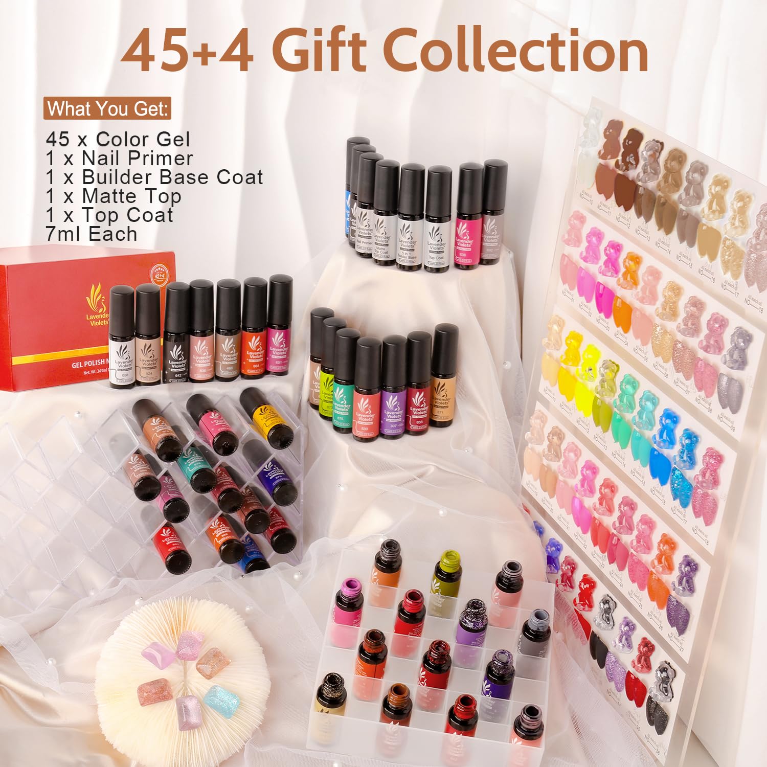 Lavender Violets, couleurs neons; vernis polyvalents pour styles estivaux et lumineux.