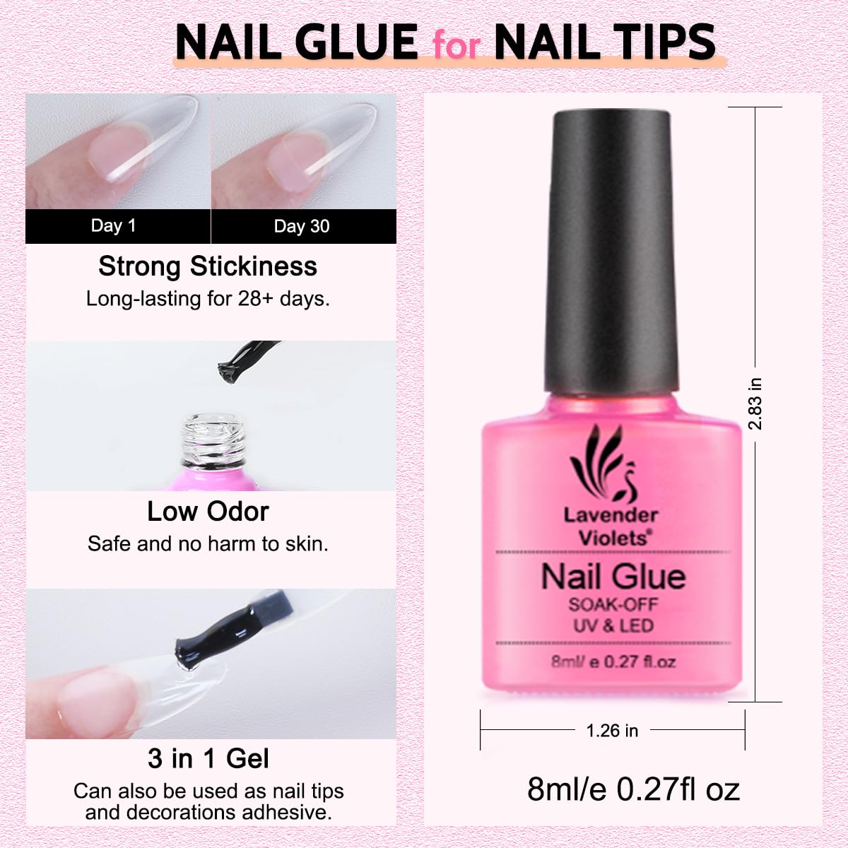 Palette de 21 couleurs gel Lavender Violets pour designs variés.