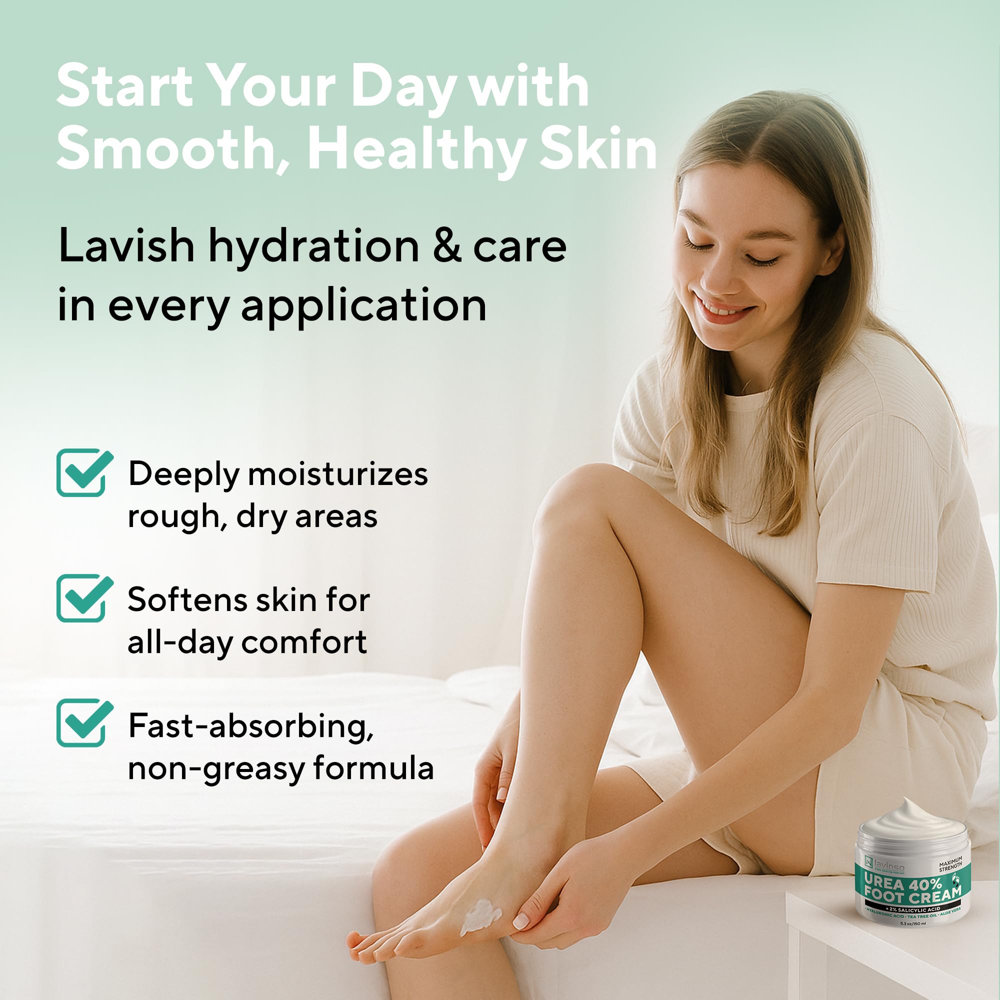 Usage quotidien Lavinso Urée 40% – hydratation ciblée pieds et mains
