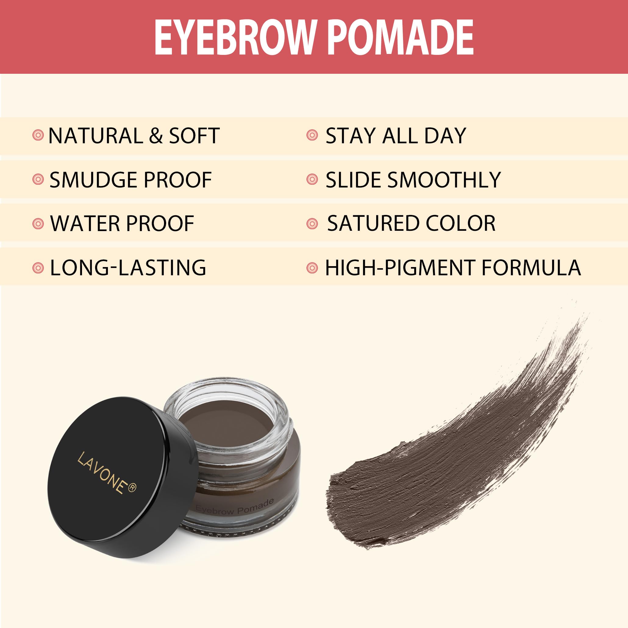 LAVONE brosse sourcils double-face : mélange et affinage faciles.