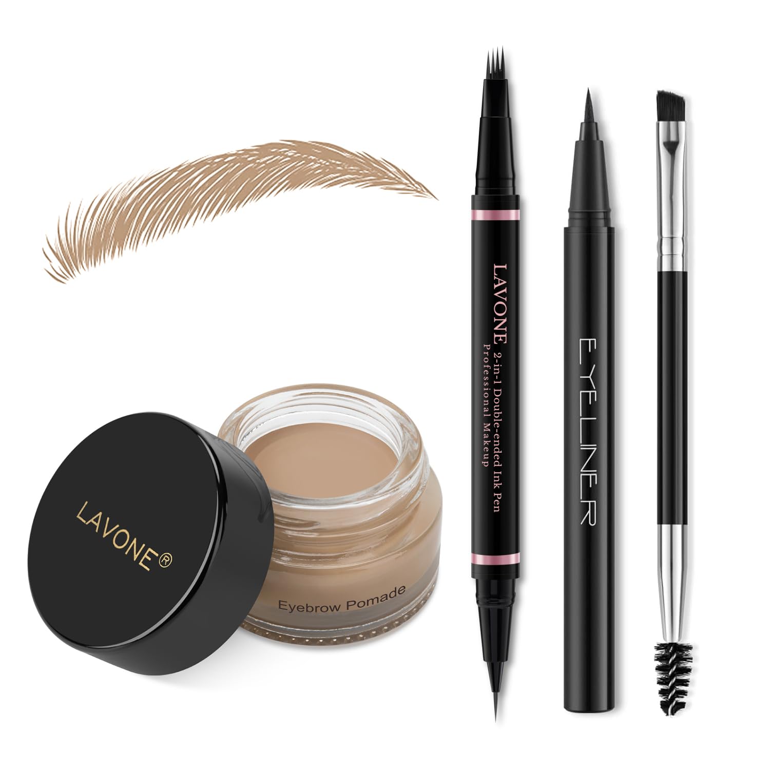 Sourcils définis avec le crayon 2-en-1 LAVONE pour un rendu naturel