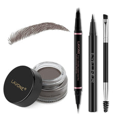 LAVONE crayon sourcils 2-en-1 ebony pour tracé précis et naturel.