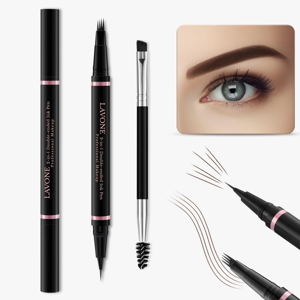 LAVONE crayon sourcils 2-en-1 imperméable, traits réalistes et tenue longue durée.