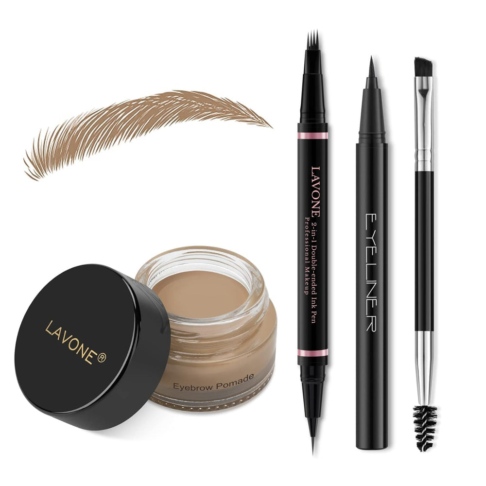 LAVONE crayon sourcils 2-en-1 pour traits naturels et contours nets.