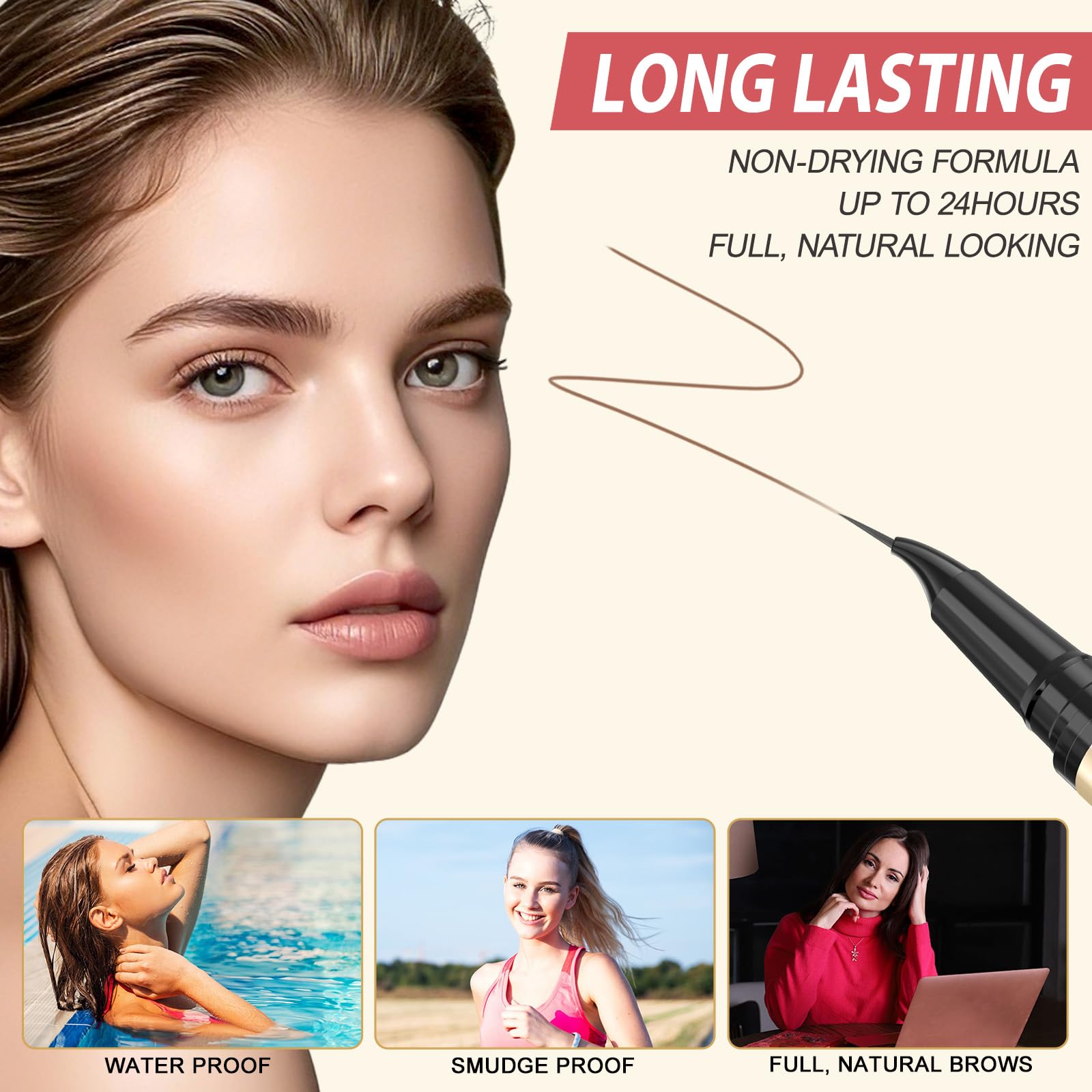 Échantillon de teinte brun doux de LAVONE sur peau pour couleur naturelle.