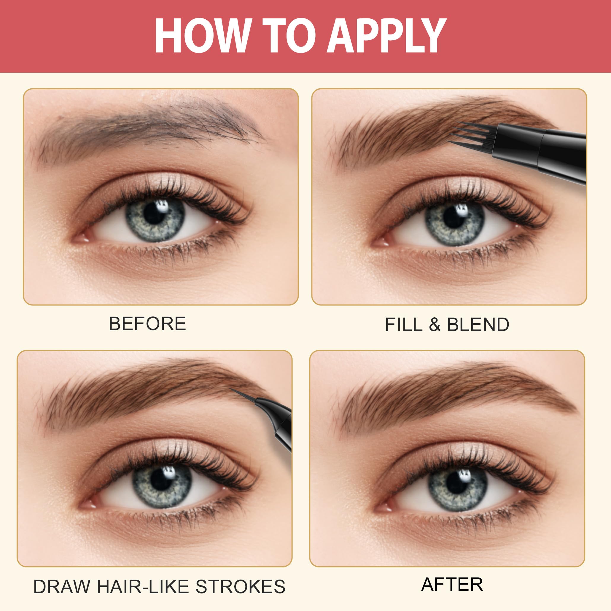 Emballage complet du stylo sourcils LAVONE prêt à l’emploi.