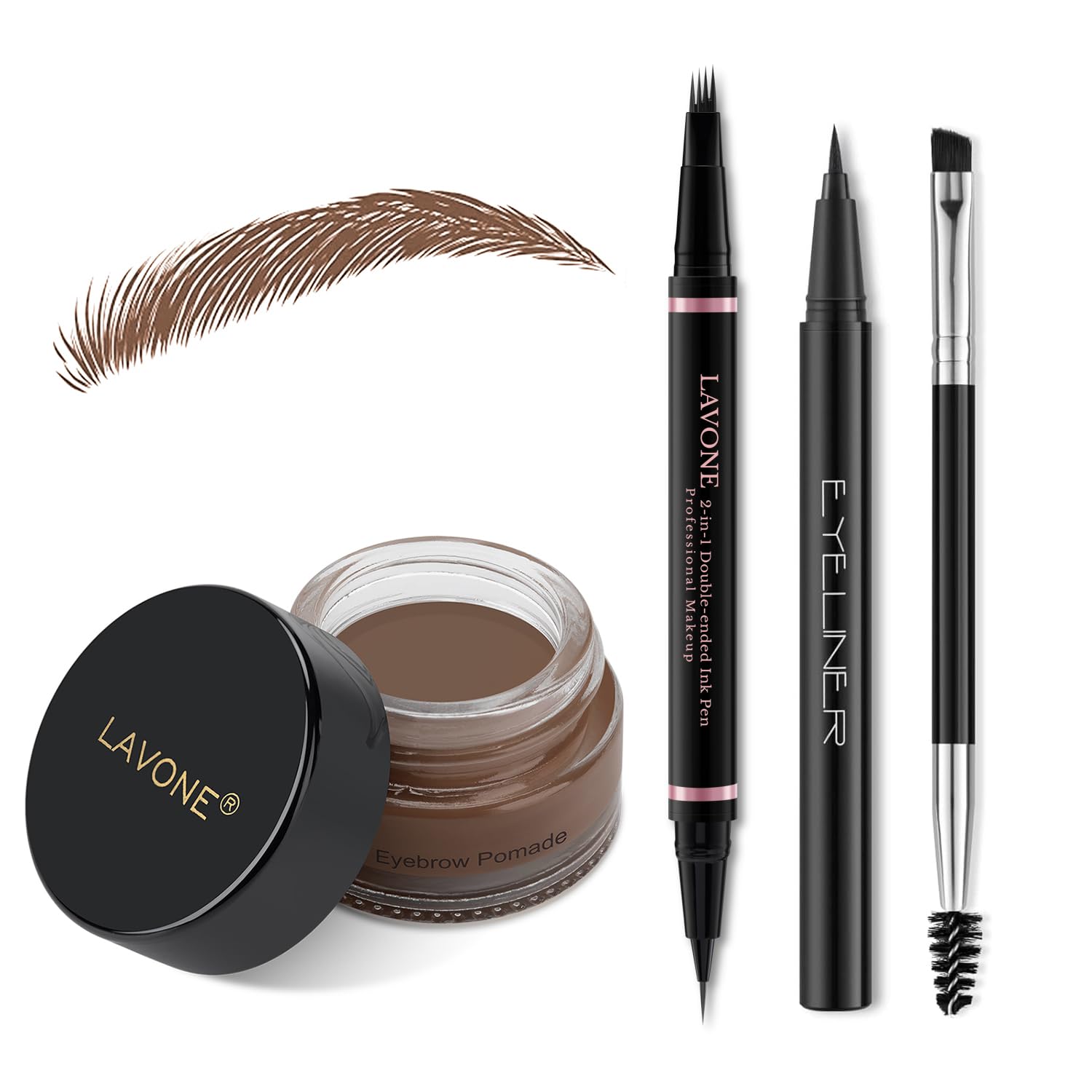 Kit LAVONE pour sourcils brunette: contours nets et naturels.