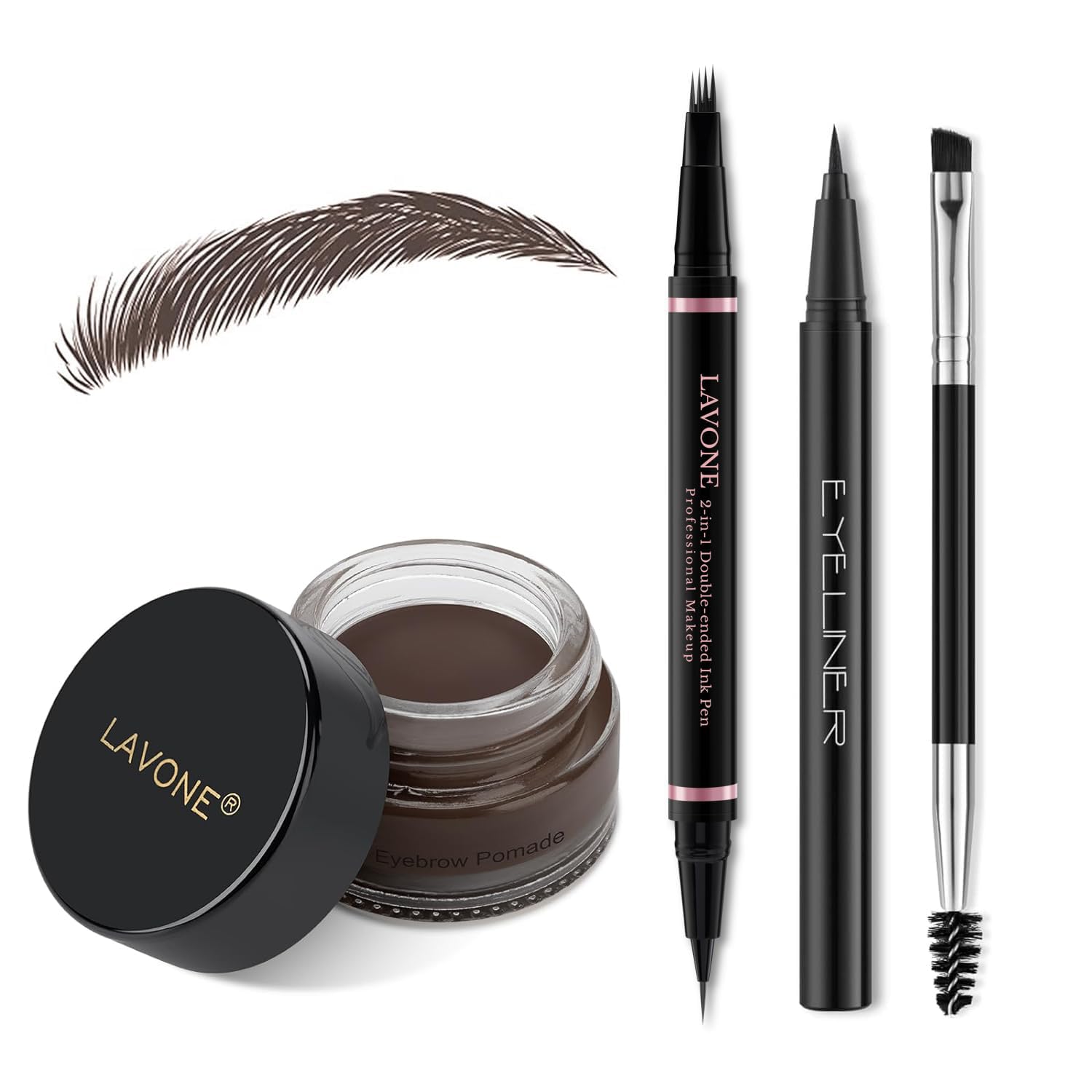 LAVONE ensemble sourcils microblading 2-en-1 précision et remplissage rapide.