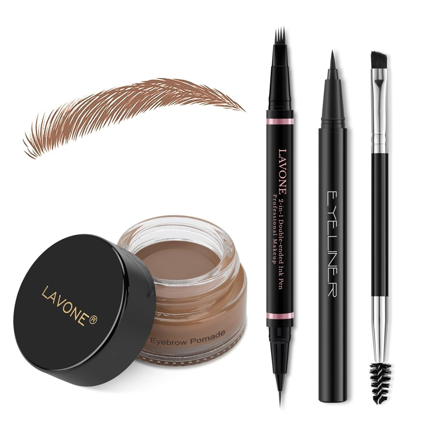 Stylo sourcils LAVONE 2-en-1 auburn pour des traits naturels et précis.