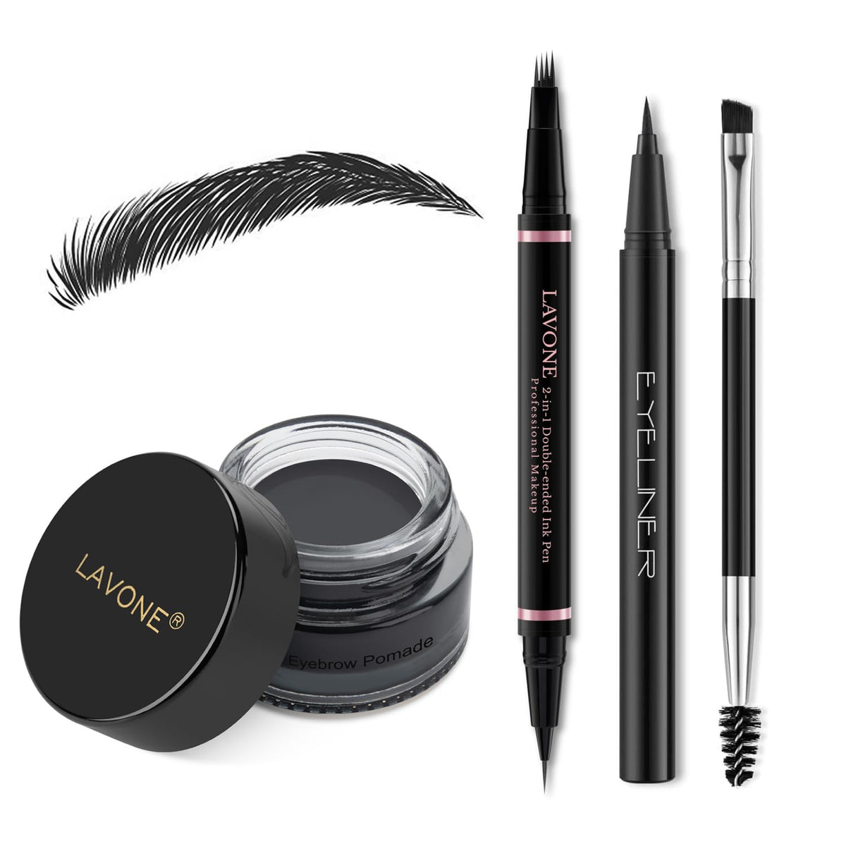 Stylo sourcils 2-en-1 LAVONE pour tracés précis et tenue longue durée