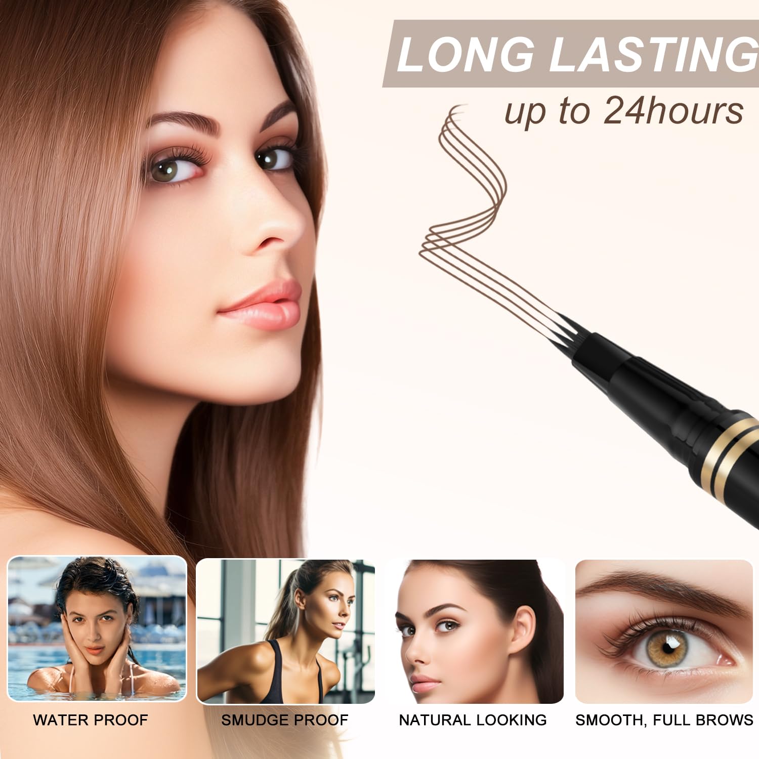 LAVONE stylo sourcils brun foncé pour un look naturel et discret.