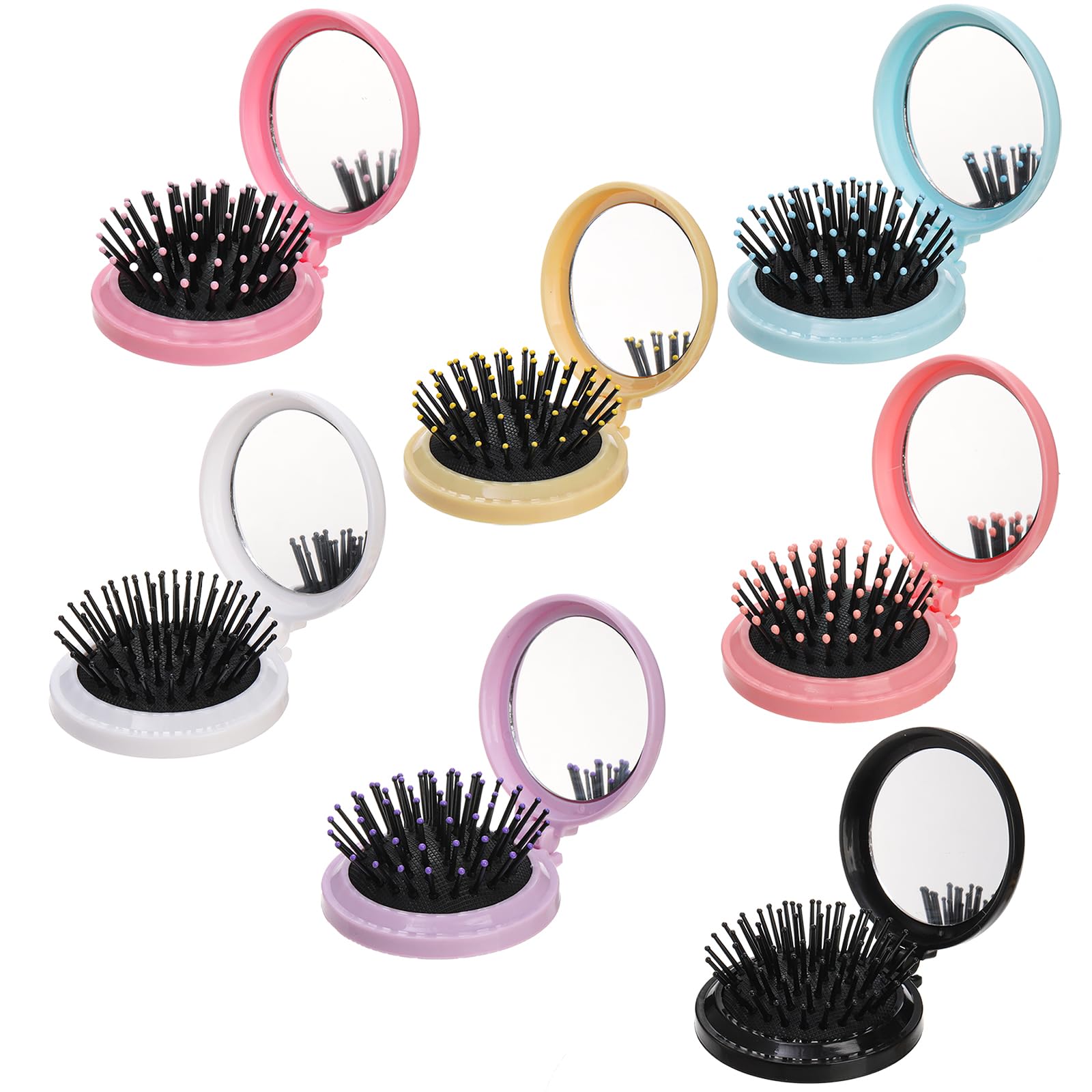 Lawei brosse-cheveux pliable avec miroir bleu pour retouches rapides en déplacement.