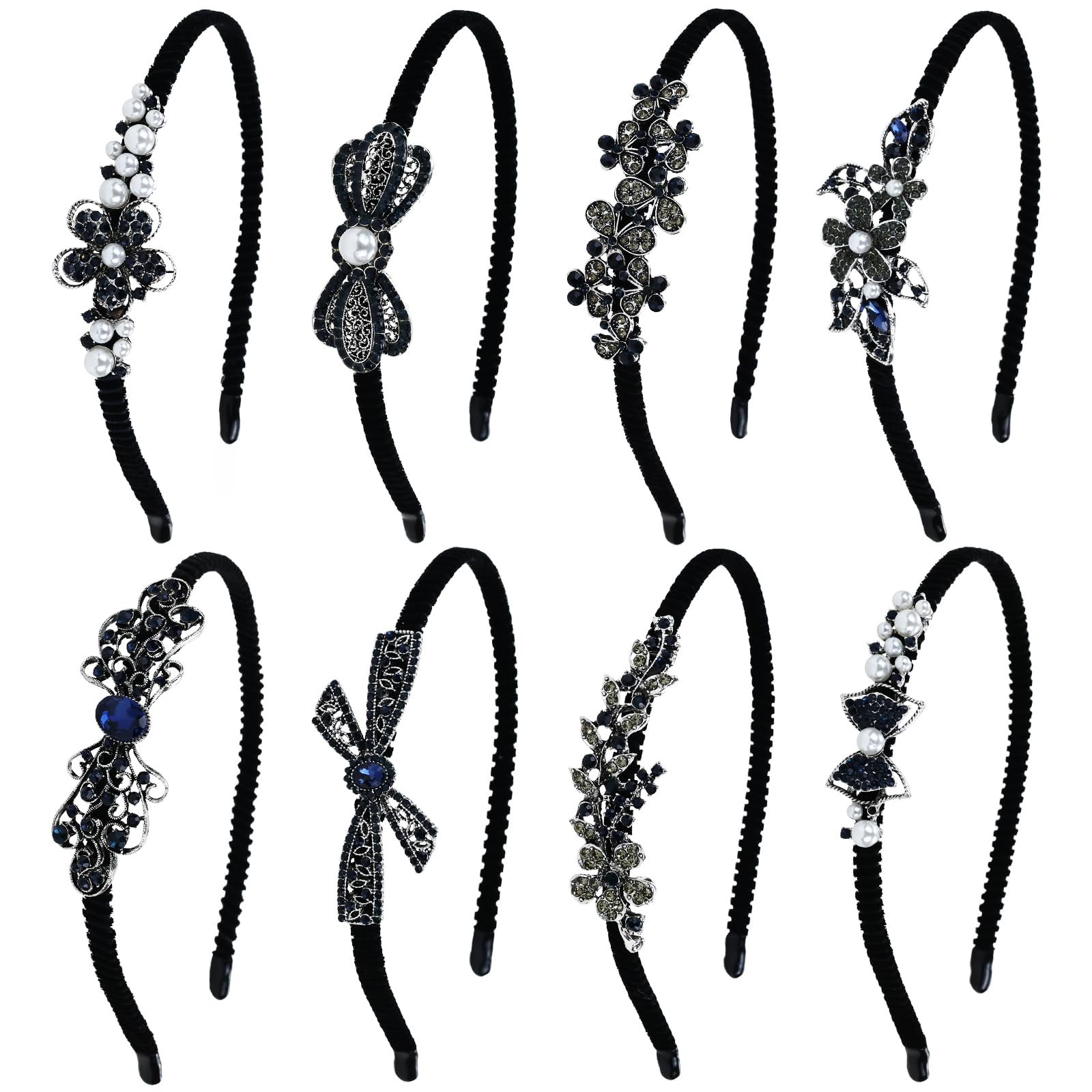 Lawie bandeau cheveux fleur strass pour un look éclatant et sûr.