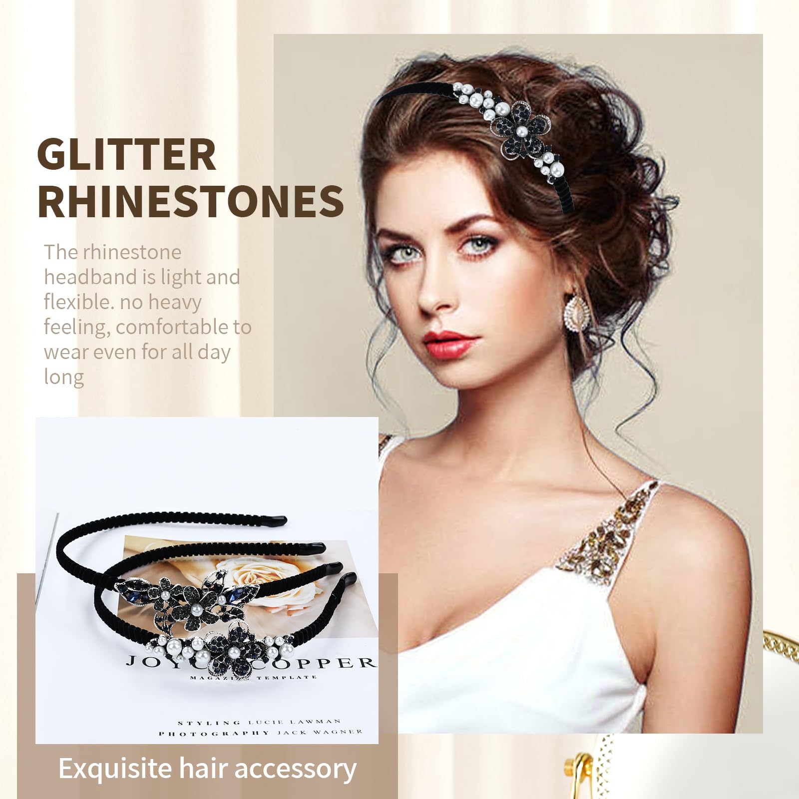 Lawie bandeau cheveux paillettes-brillance pour un éclat discret.