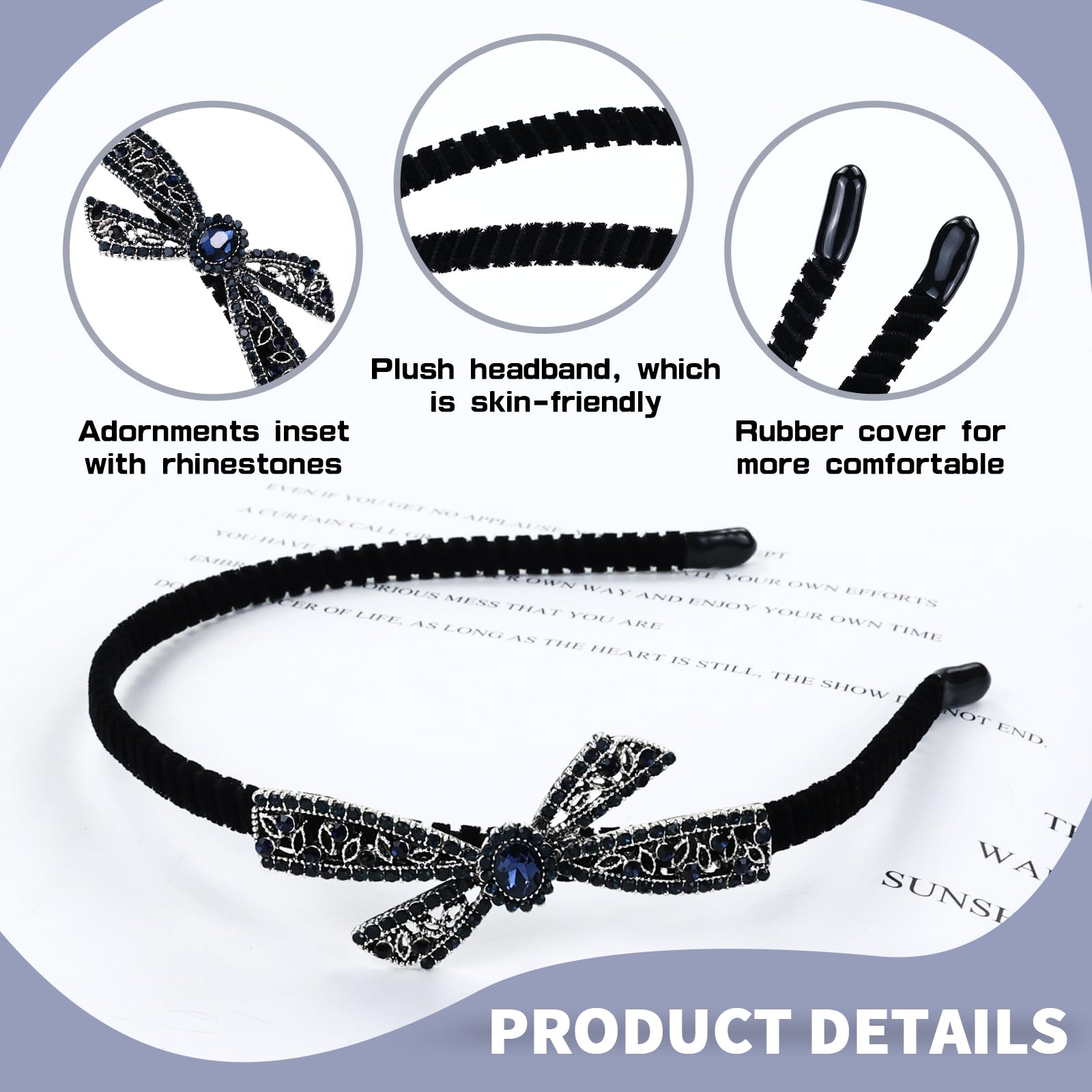 Lawie bandeau cheveux papillon strass pour un style délicat et anti-glisse.