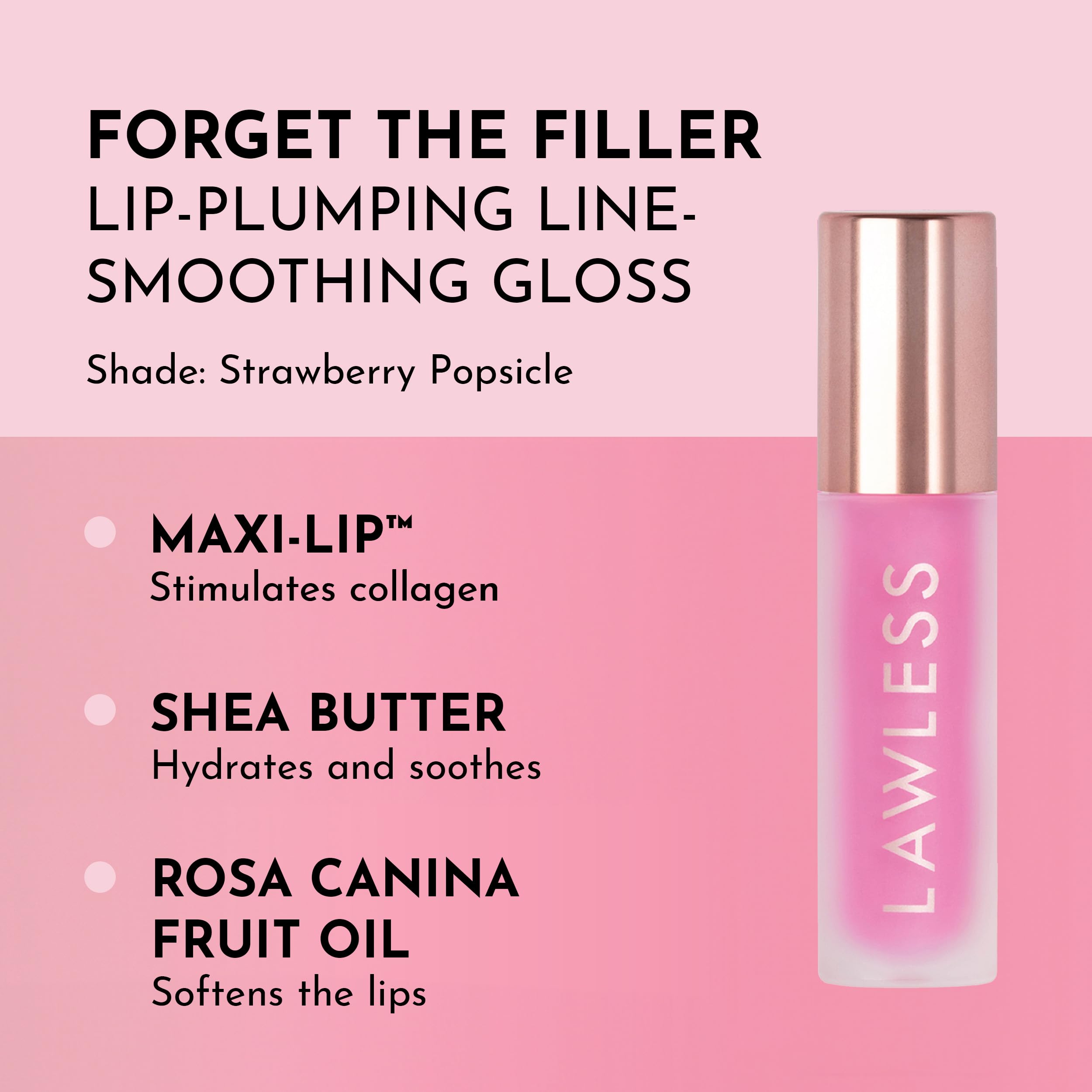 Lawless produit lèvres Fraise glacée, effet repulpant léger et soin