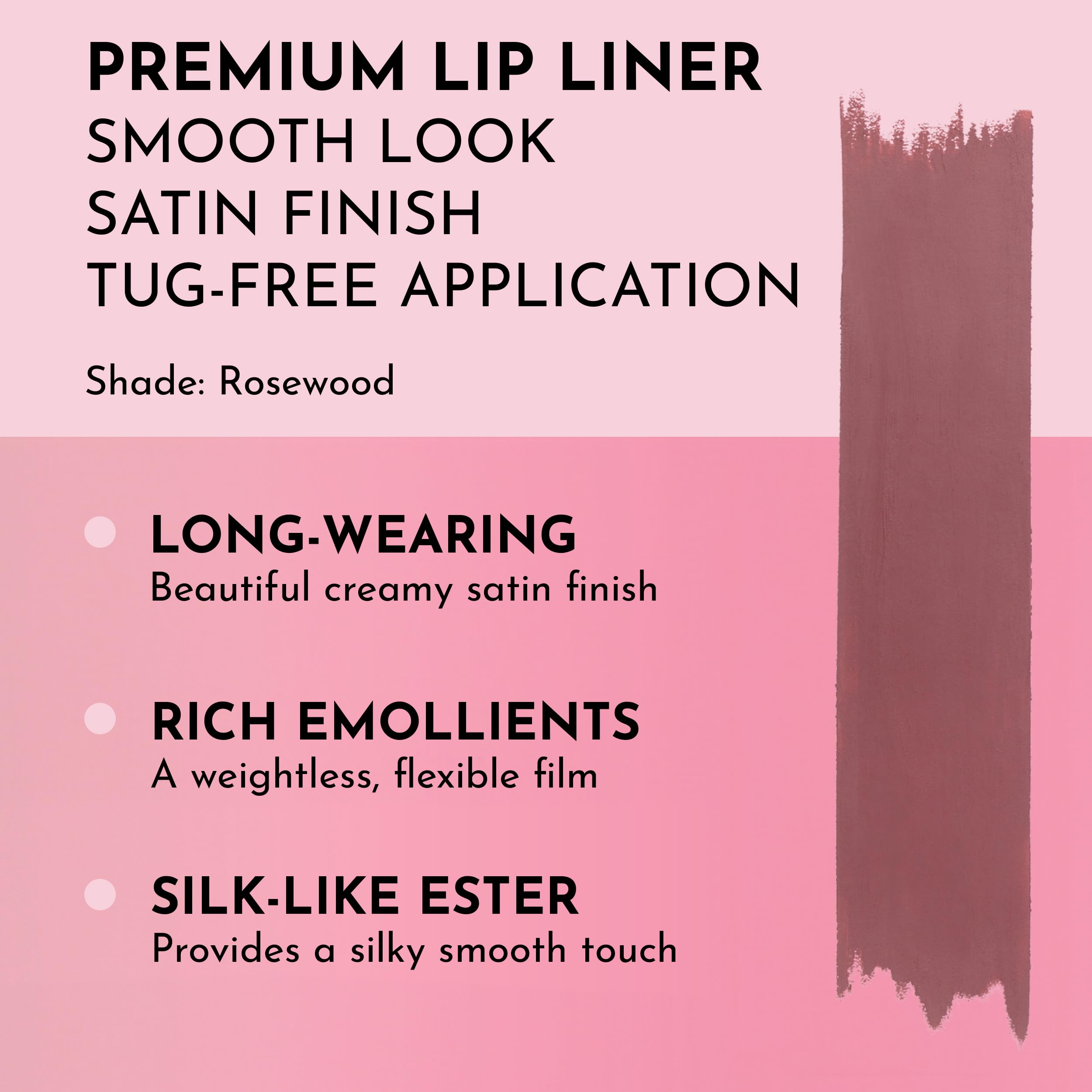 Lawless Forget the Filler Definer Liner Rosewood applied to lips for smooth glide and clean lines.