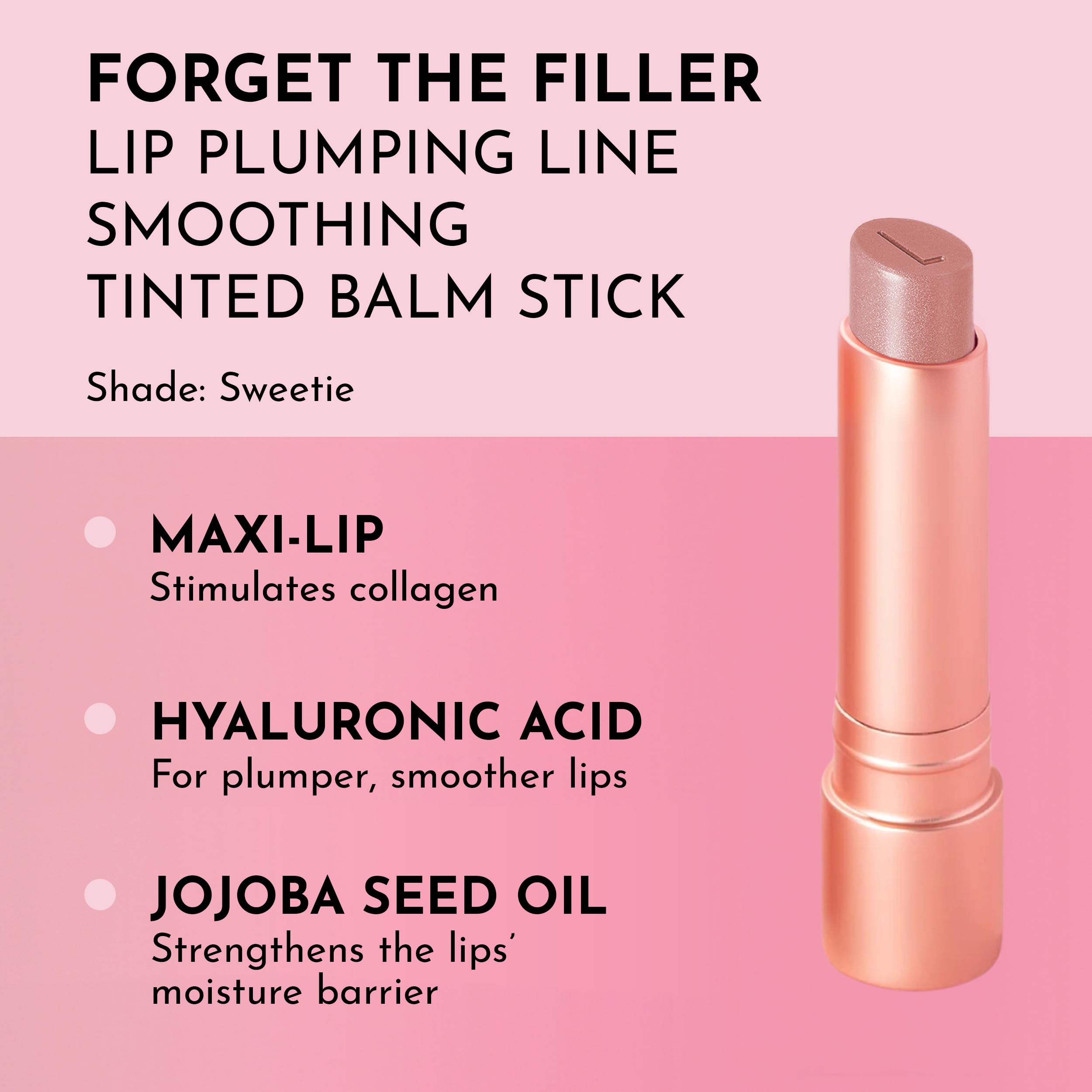 Lawless Forget the Filler swatches-sur-levres: teinte Sweetie et texture crémeuse.