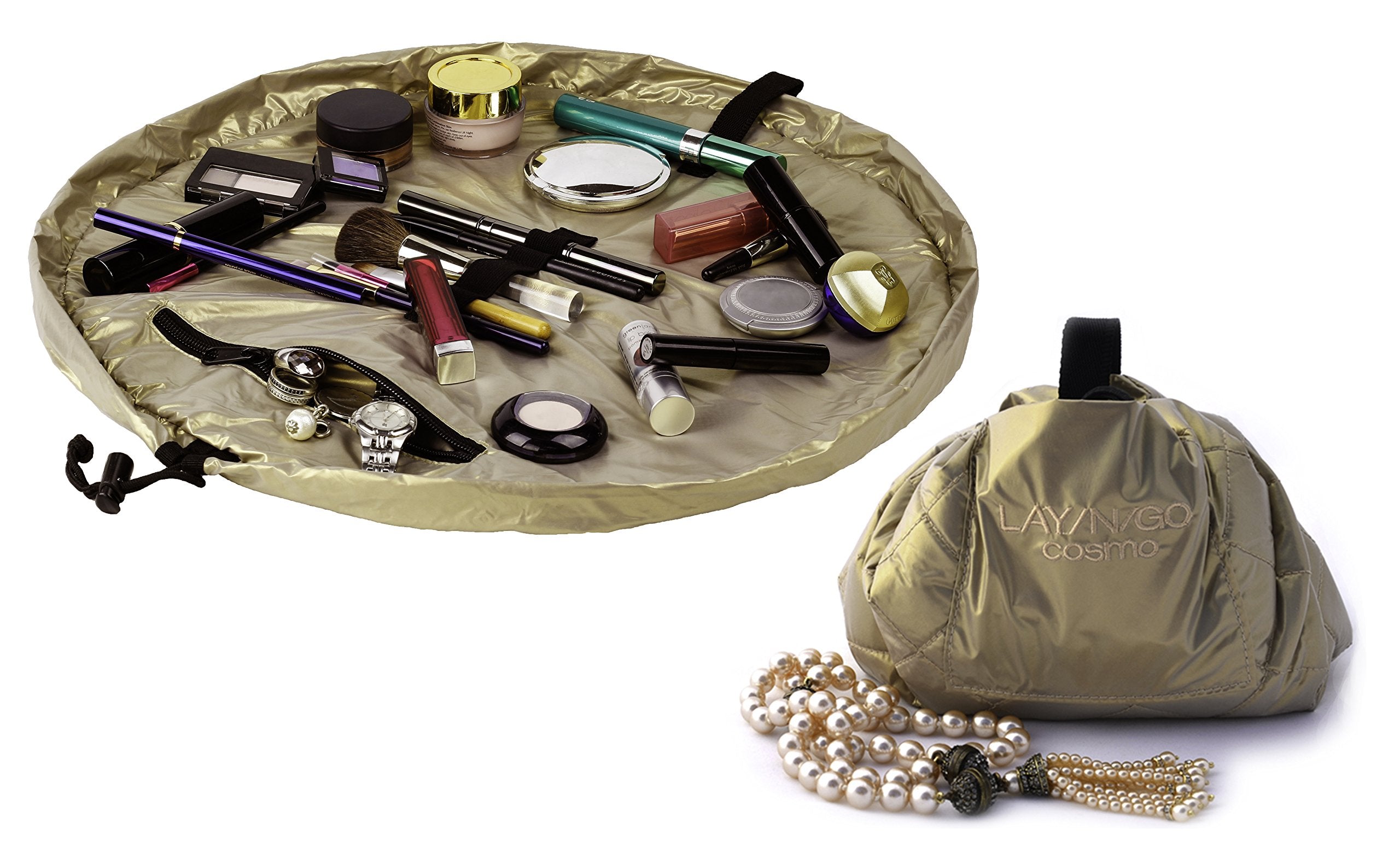 Lay-n-Go Cosmo espace maquillage et soin spacieux pour voyage et routine quotidienne.