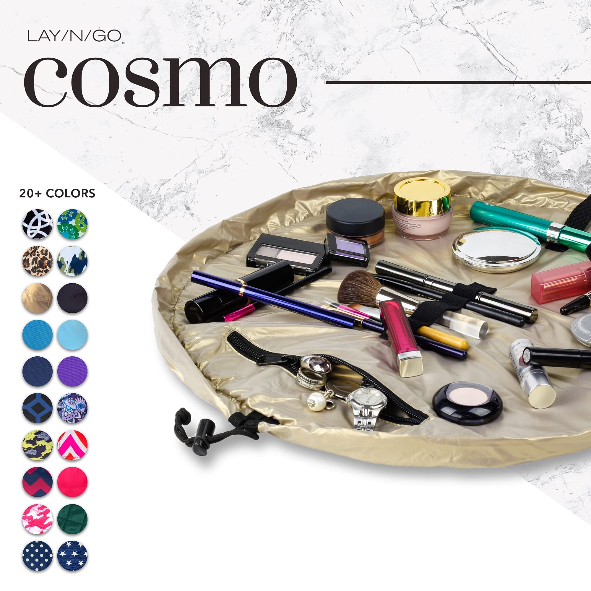 Lay-n-Go Cosmo matière résistante et imperméable, facile à nettoyer.