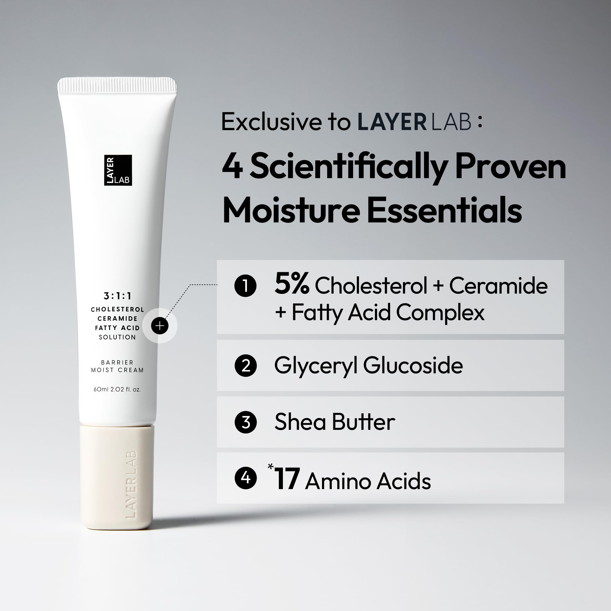 Soin Layerlab Barrier Moist Cream, texture soyeuse en action sur la peau.