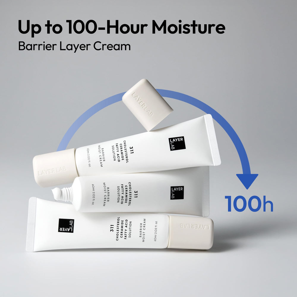 Packaging élégant Layerlab Barrier Moist Cream, design inspiré de la beauté coréenne protégeant la formule.