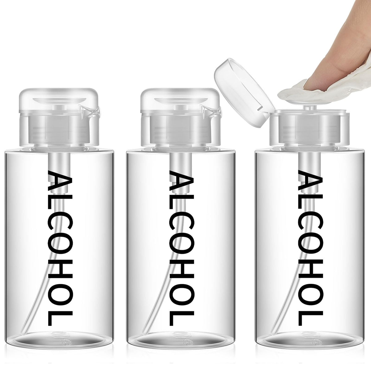 Layhit ensemble de trois bouteilles-pompe d'alcool noir 10 oz prêt à l’emploi.