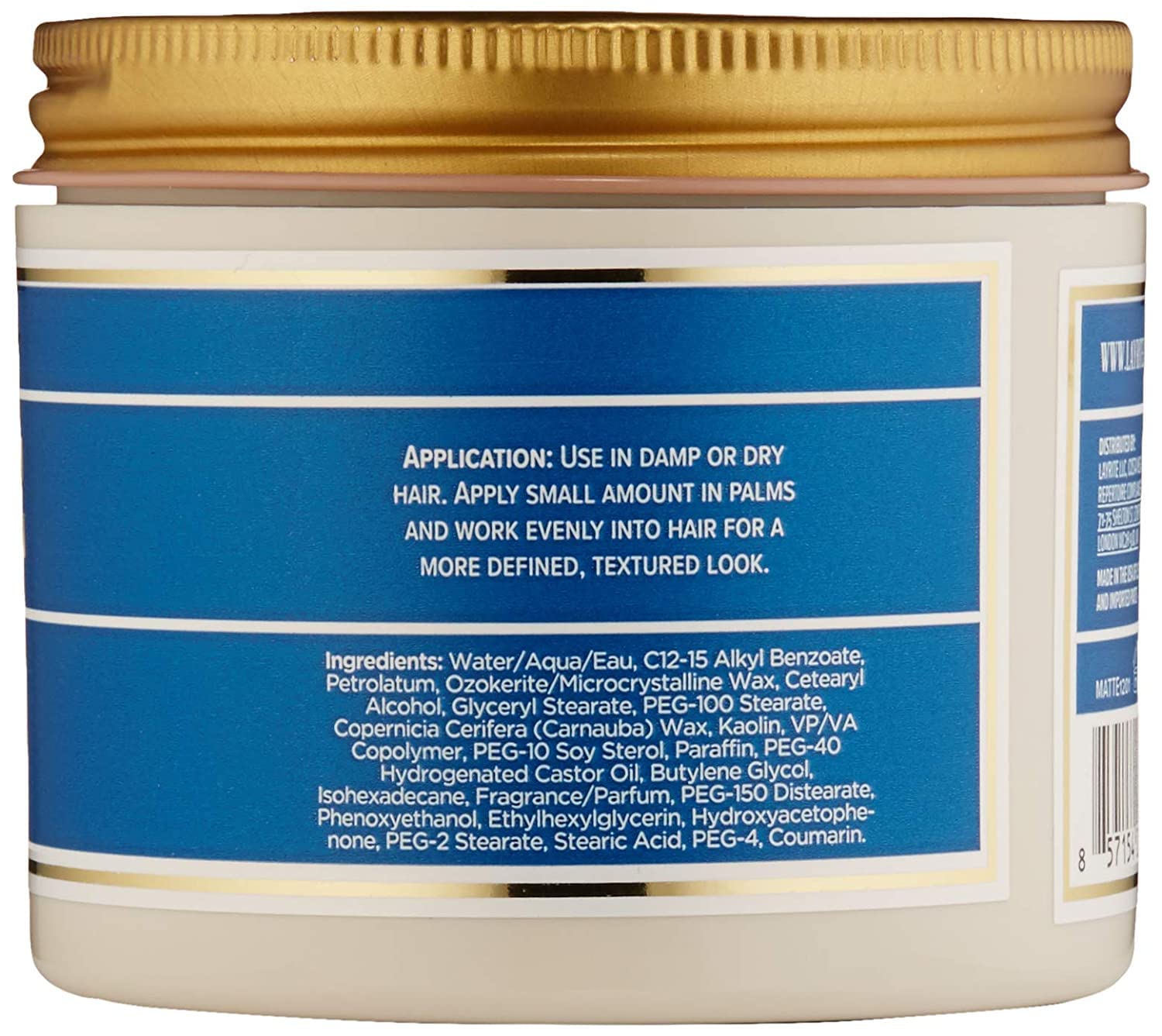 Layrite Crème Matte Naturelle – cheveux secs pour plus de définition.