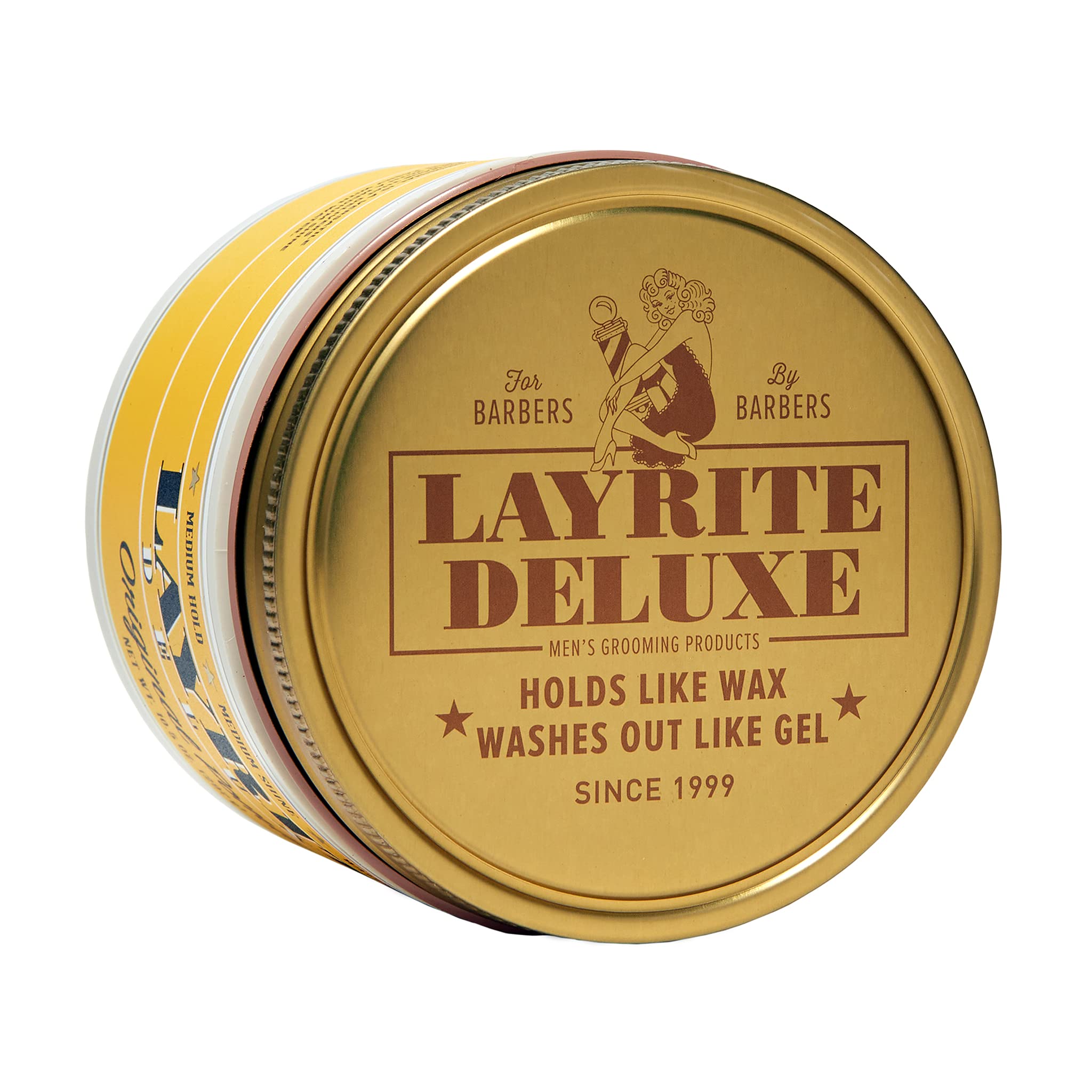 Layrite Original Pomade – coiffage au peigne, tenue moyenne et brillance naturelle.