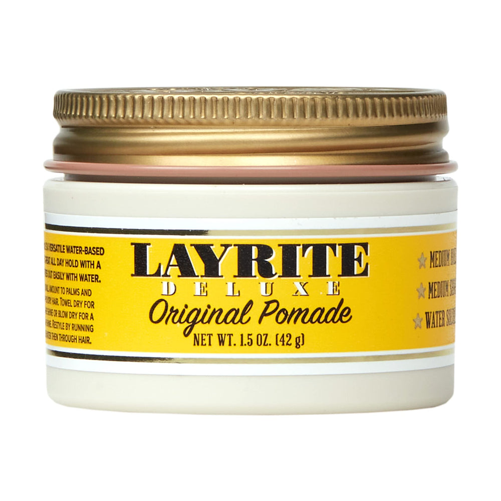 Layrite Original Pomade dans le pot, emballage clair et pratique pour démarrer rapidement.