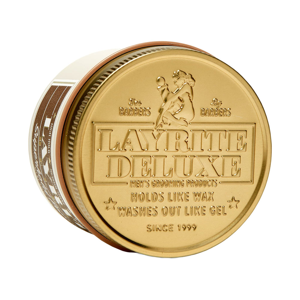 Layrite Superhold Pomade, styling élevé pour styles pro et longue durée.