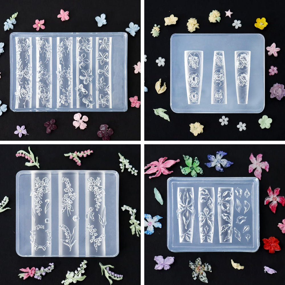 Motifs fleurs 3D variés Laza pour ongles personnalisés.