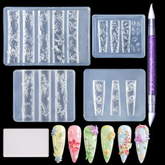 Moule silicone Laza pour fleurs 3D, ongles élégants et durables.