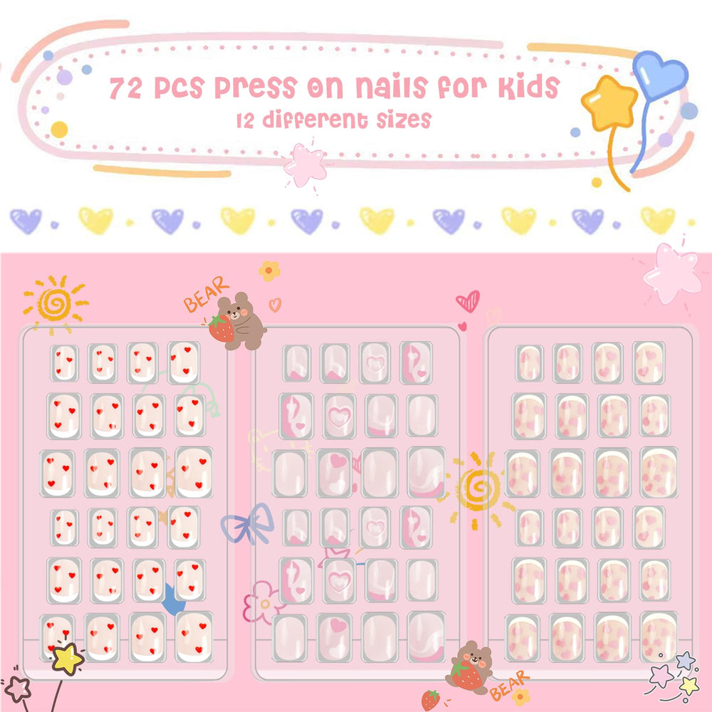 Ongles Laza pour enfants à motifs fleurs roses, parfait pour les fêtes.