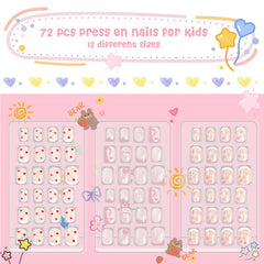 Ongles Laza pour enfants à motifs fleurs roses, parfait pour les fêtes.