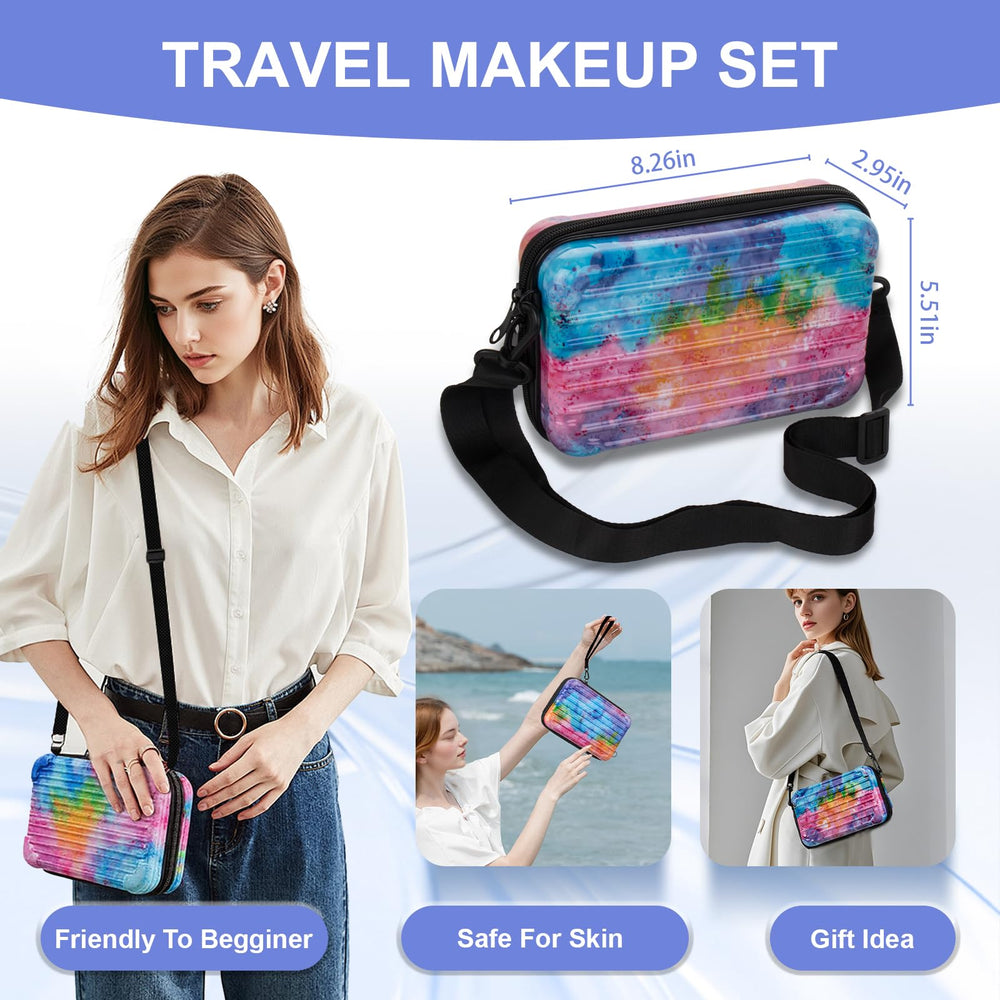 LAZORA cosmetic bag with brushes for on-the-go touchups