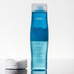 L'Bel Essential : application sur coton pour un démaquillage délicat des yeux.
